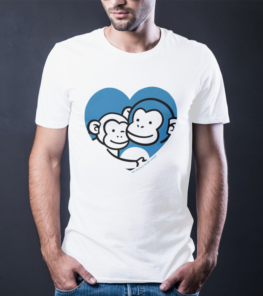 My World In My Arms Heart With Punchi Monkeys T-Shirt