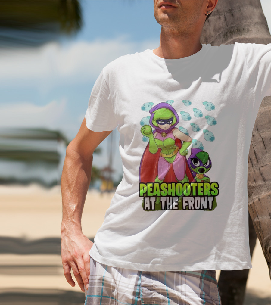 Peashooters At The Front Superhero Style Action Adventure T-Shirt