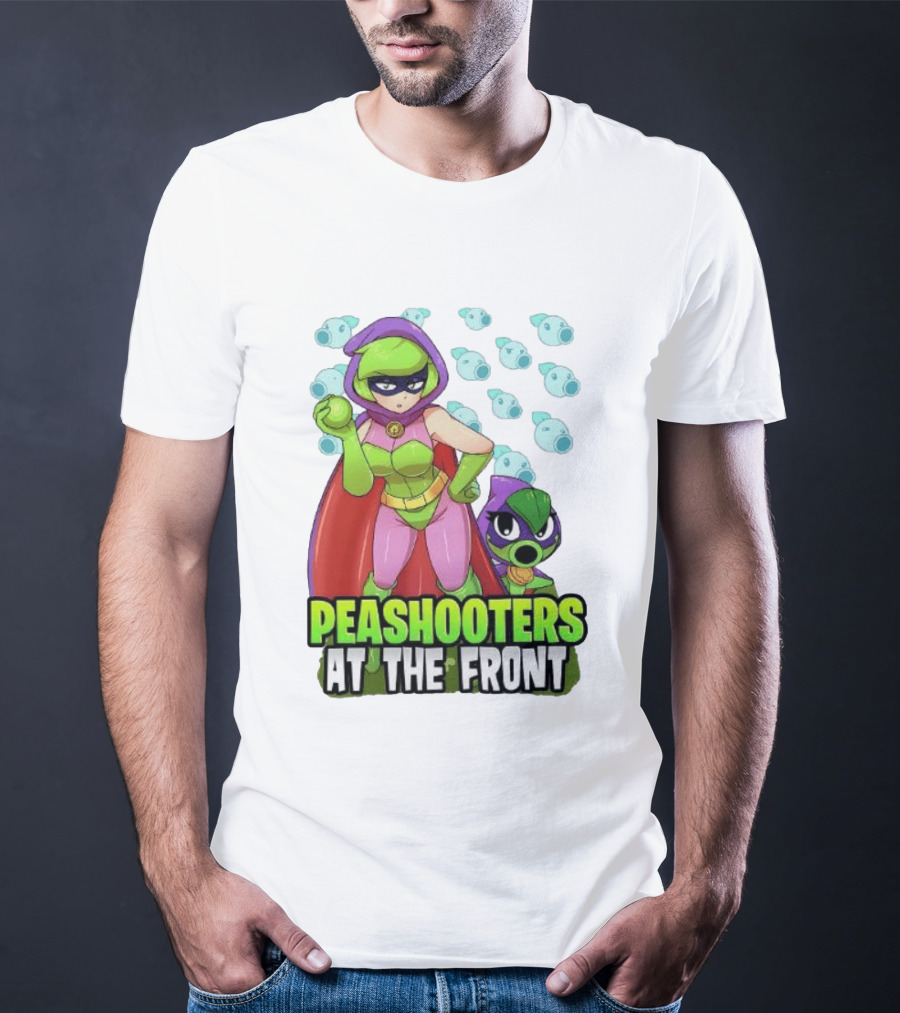 Peashooters At The Front Superhero Style Action Adventure T-Shirt
