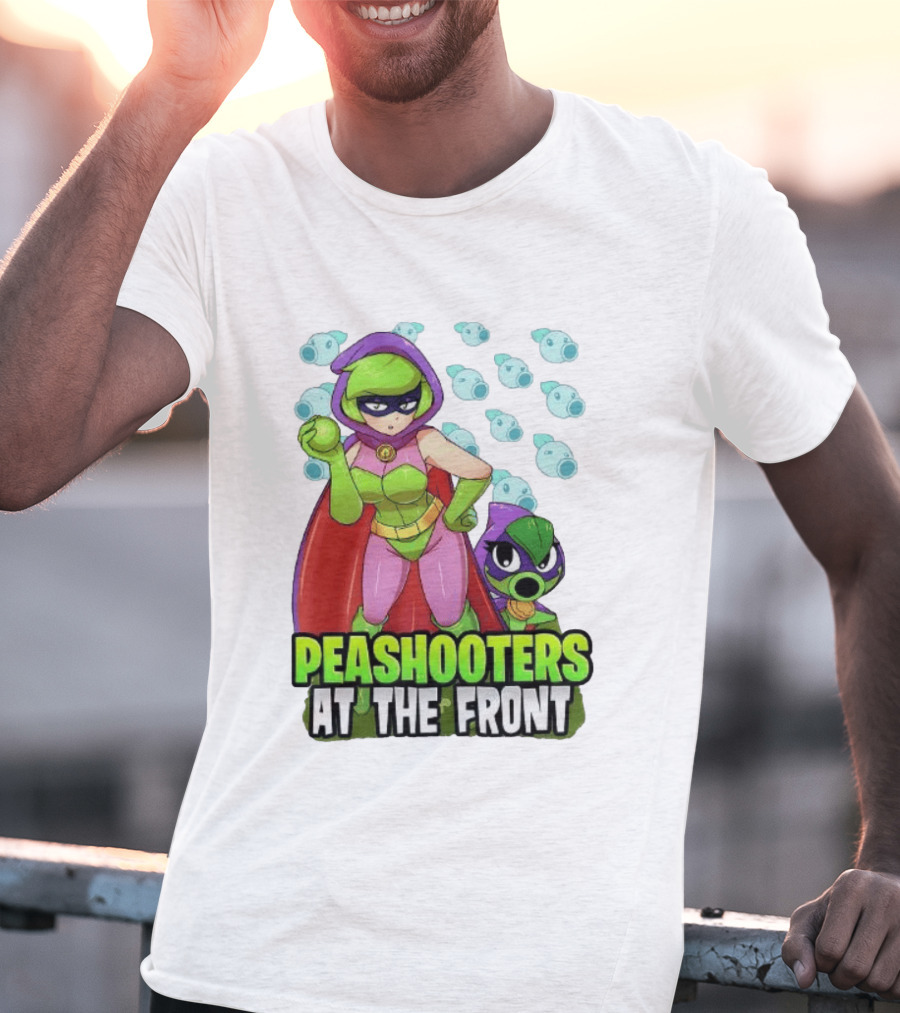 Peashooters At The Front Superhero Style Action Adventure T-Shirt