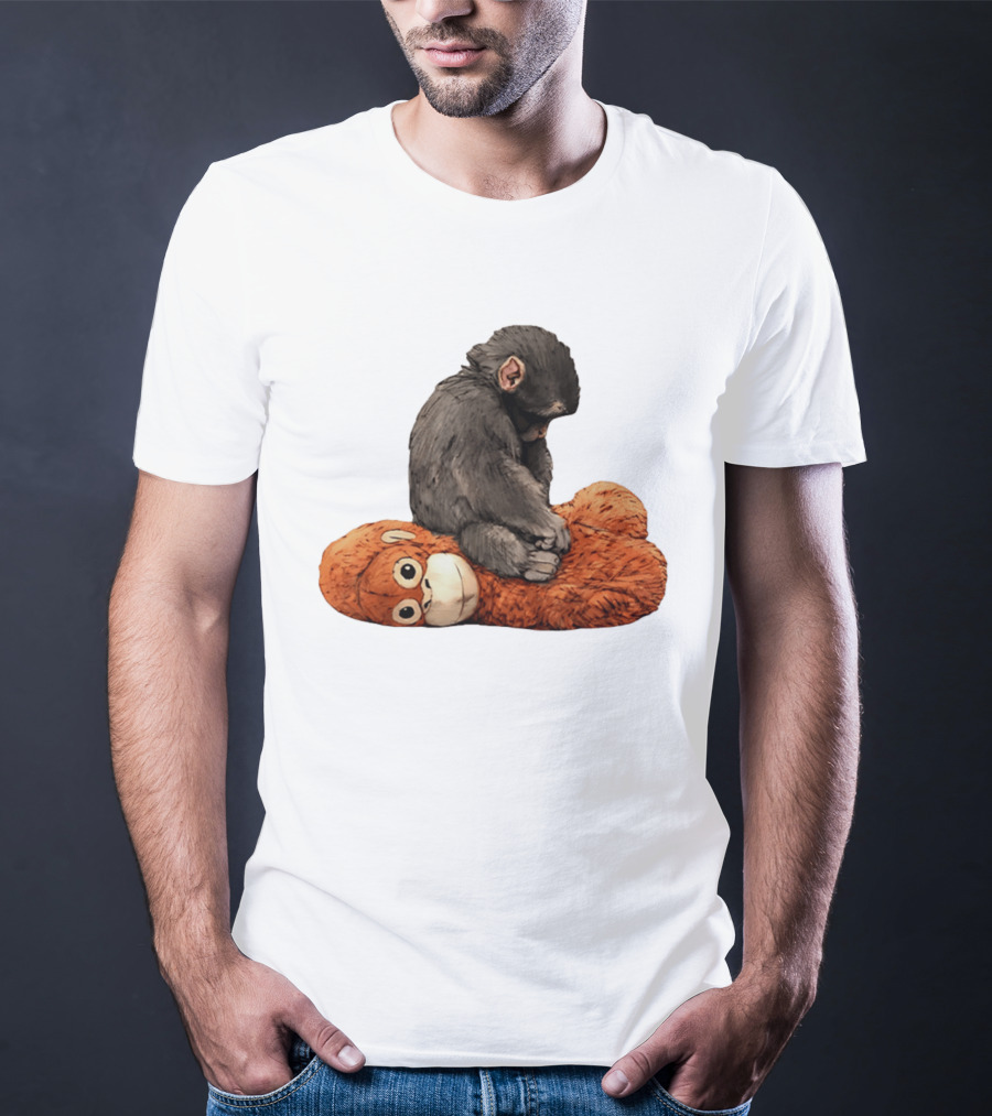 Punch Kun Protect Baby Monkey Comfort Plush Hugging Companion T-Shirt