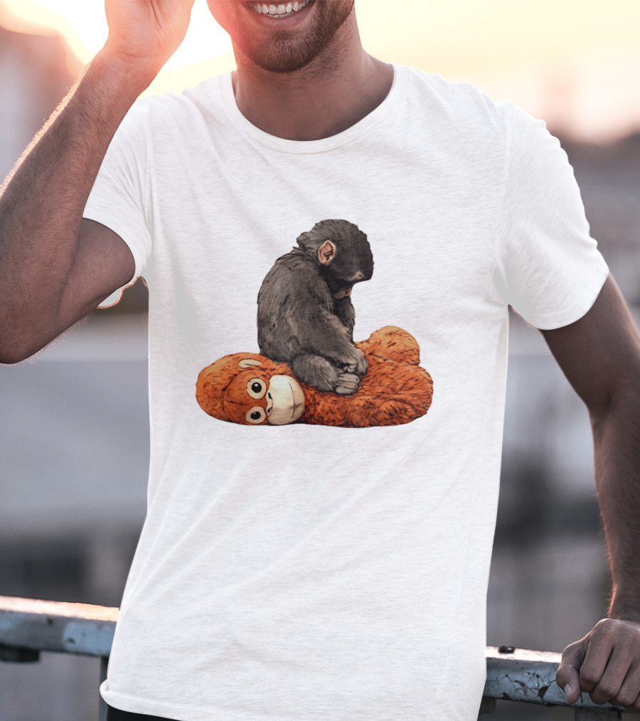 Punch Kun Protect Baby Monkey Comfort Plush Hugging Companion T-Shirt