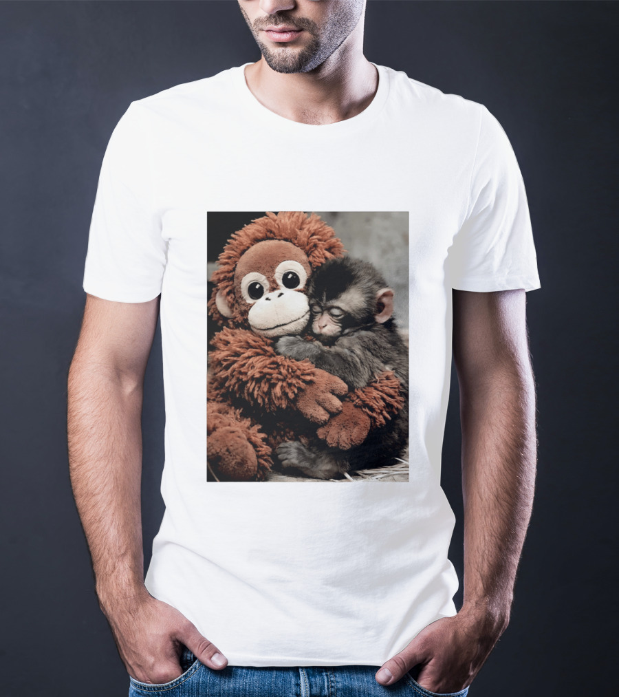 Punch Kun Cuddly Punch Monkey Hugging Plush Toy T-Shirt