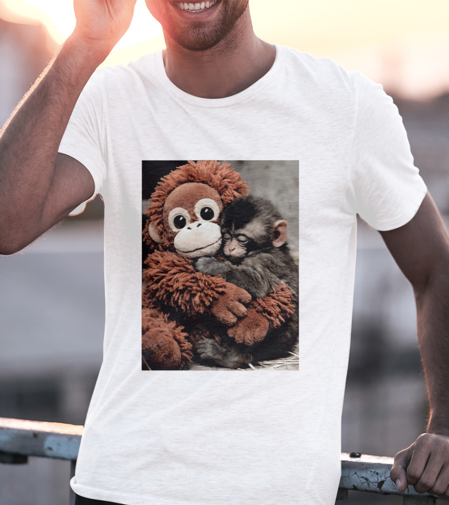 Punch Kun Cuddly Punch Monkey Hugging Plush Toy T-Shirt