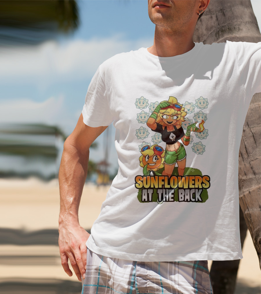Sunflowers At The Back Colorful Character With Goggles And Fire Magic T-Shirt