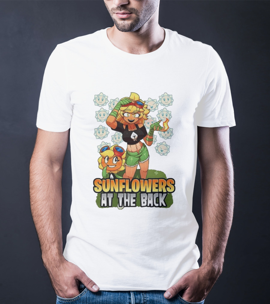 Sunflowers At The Back Colorful Character With Goggles And Fire Magic T-Shirt