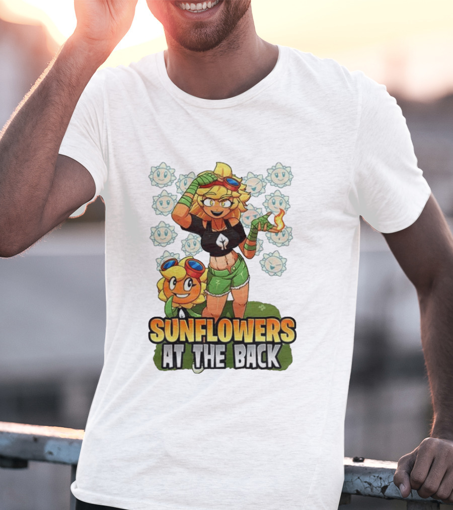 Sunflowers At The Back Colorful Character With Goggles And Fire Magic T-Shirt