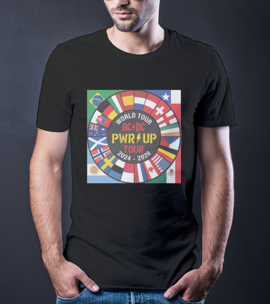 ACDC Pwr Up World Tour 2024 2026 International Flags Edition T-Shirt