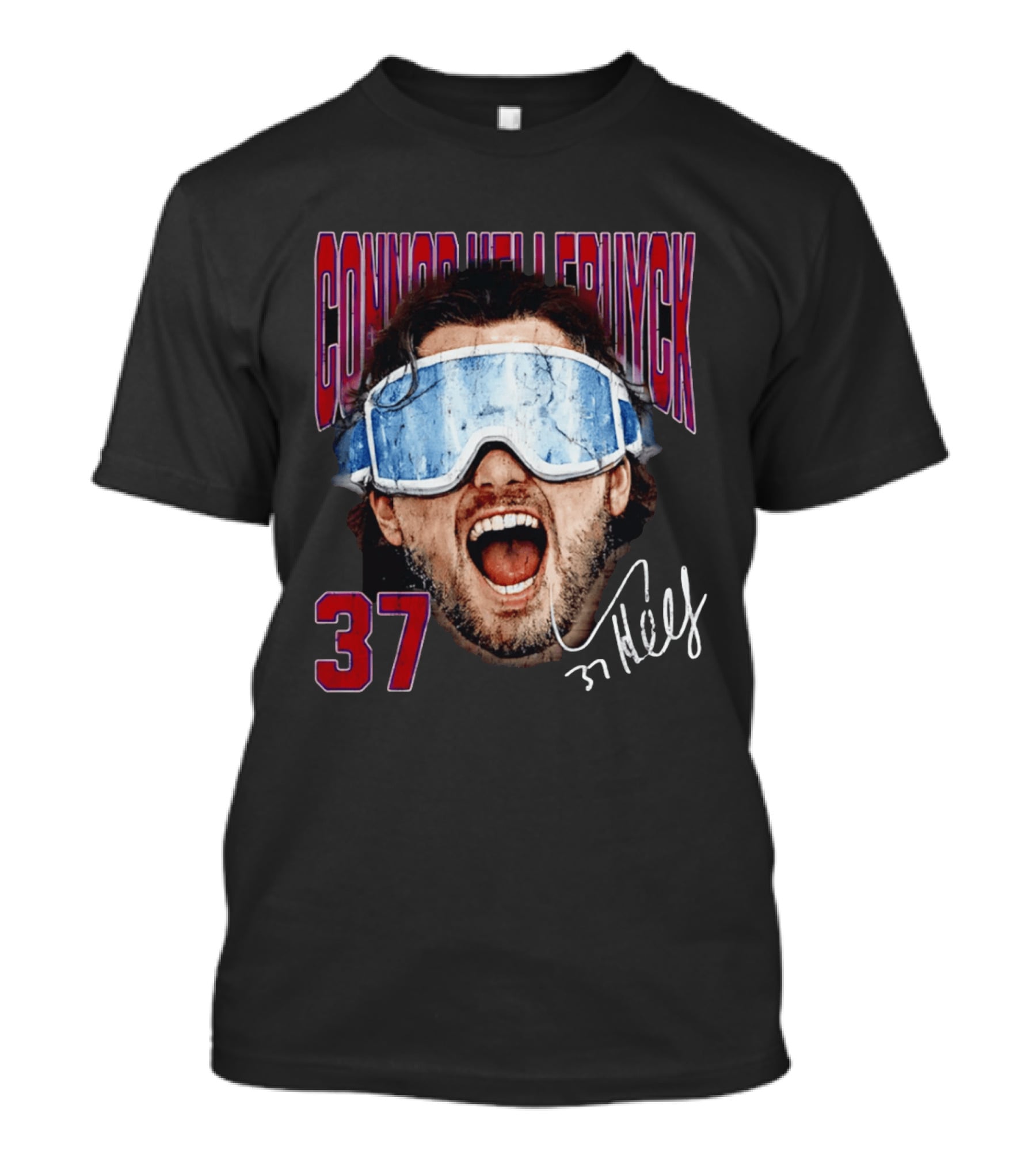 Connor Hellebuyck Winnipeg Jets Goggles 37 Big Head Image T-Shirt