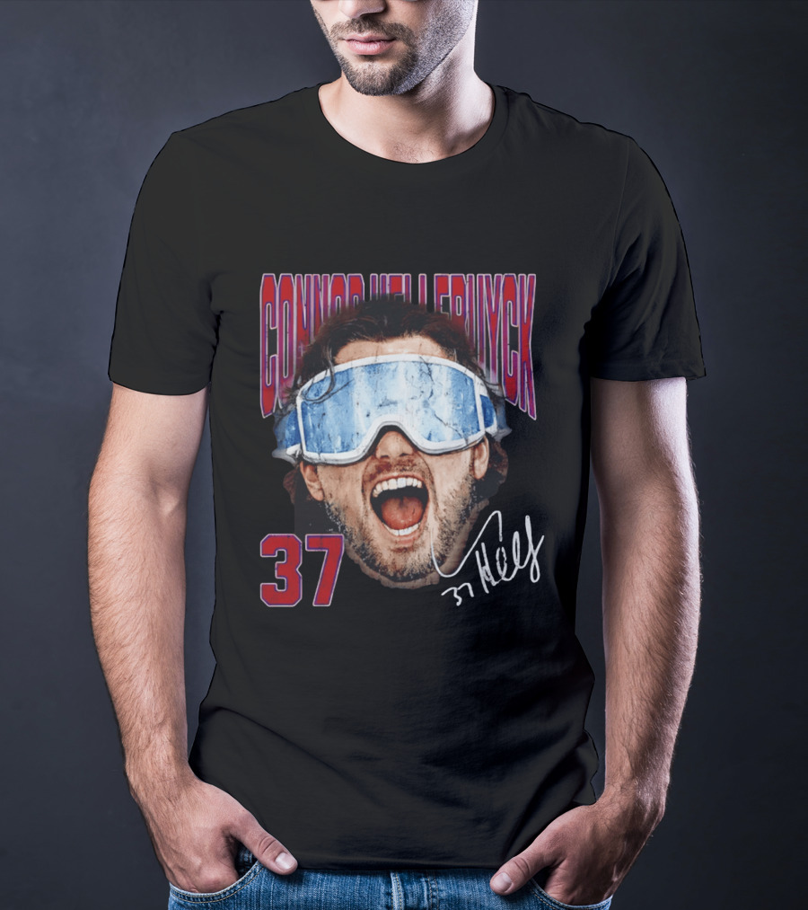 Connor Hellebuyck Winnipeg Jets Goggles 37 Big Head Image T-Shirt
