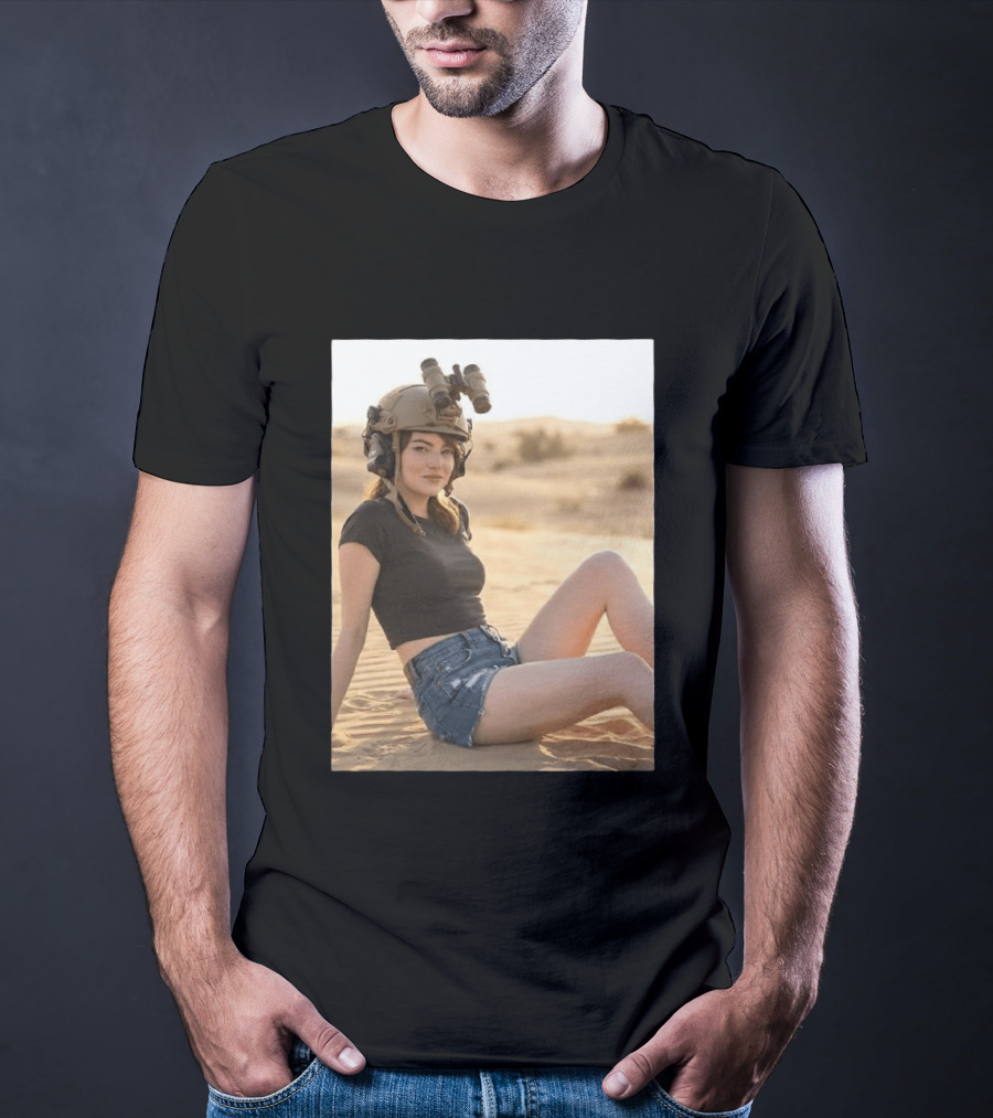 Emma Stone Desert Night Vision Helmet Adventure T-Shirt