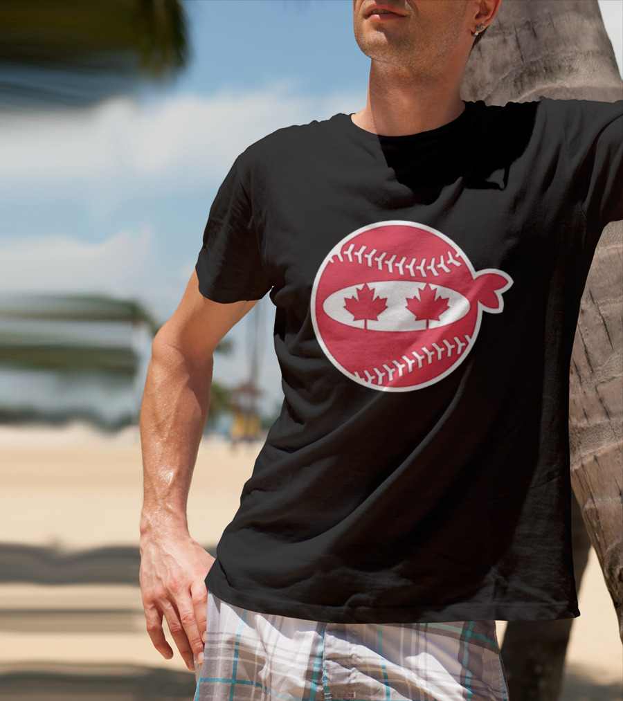 Canada Baseball Maple Leaf Ninja Pitching T-Shirt