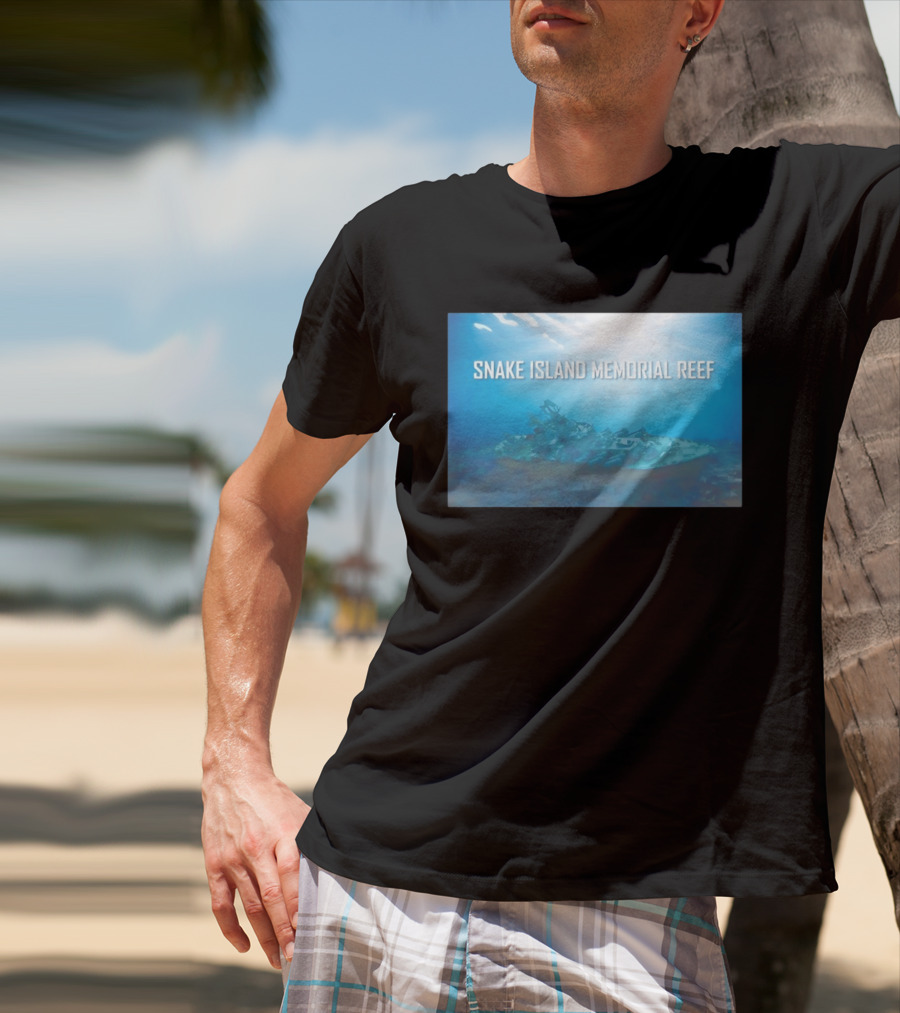 Snake Island Memorial Reef Submerged Ship Ocean Scene T-Shirt