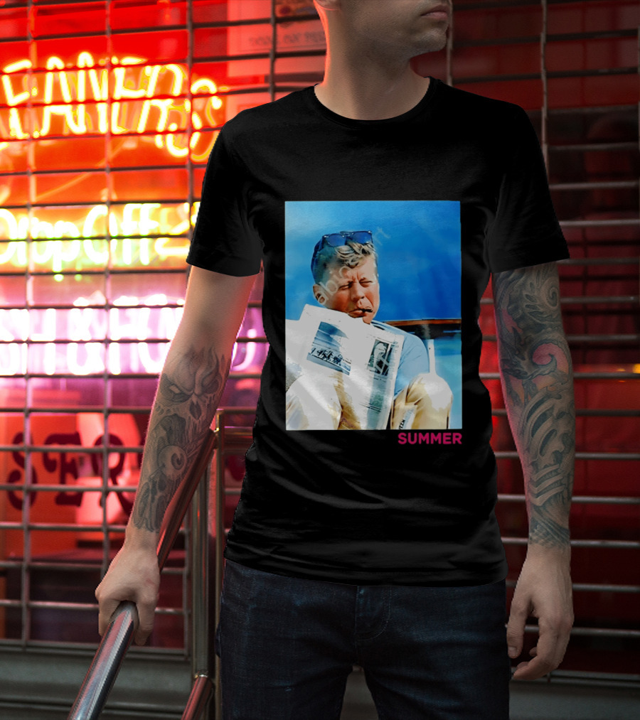 Barstool Sports JFK Summer Sunglasses Reading News T-Shirt