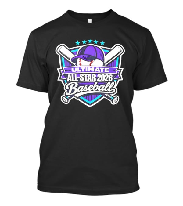 Ultimate All Star 2026 Baseball Purple Cap And Crossed Bats T-Shirt