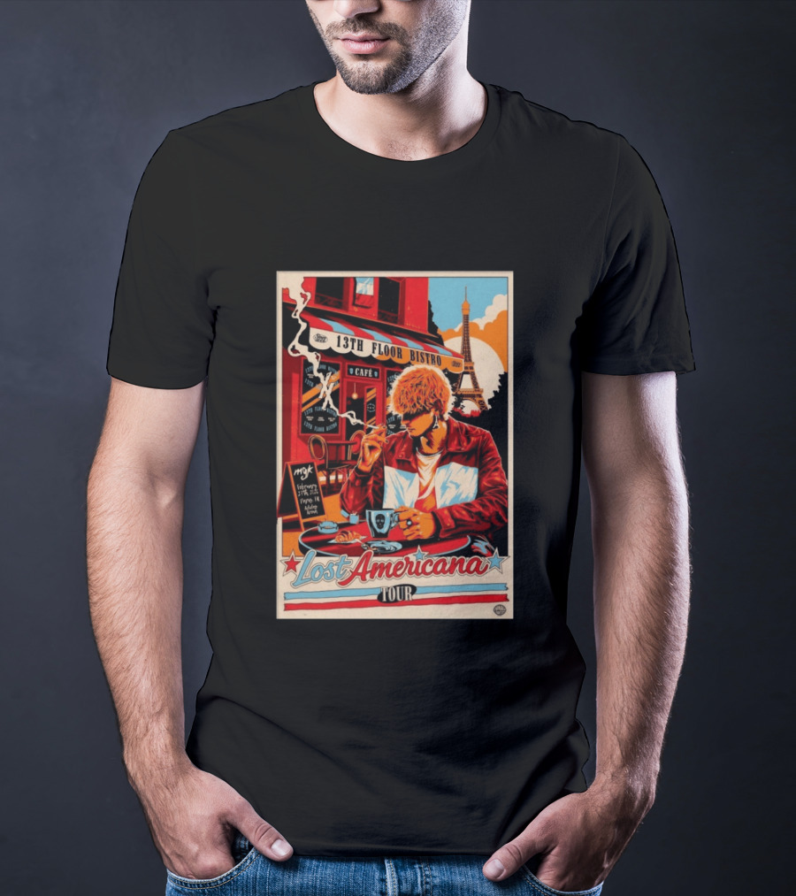 13th Floor Bistro Cafe Paris MGK February 27 2026 Lost Americana Tour T-Shirt