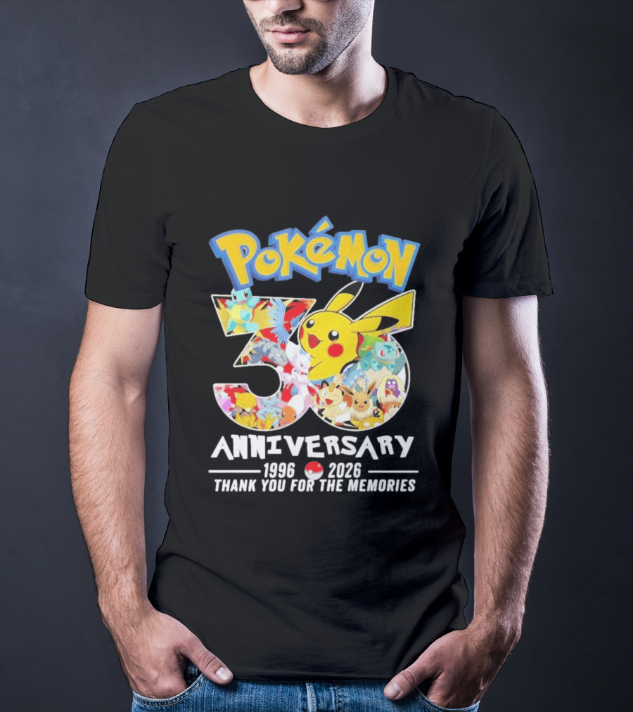 Pokémon 30th Anniversary 1996 2026 Thank You For The Memories T-Shirt