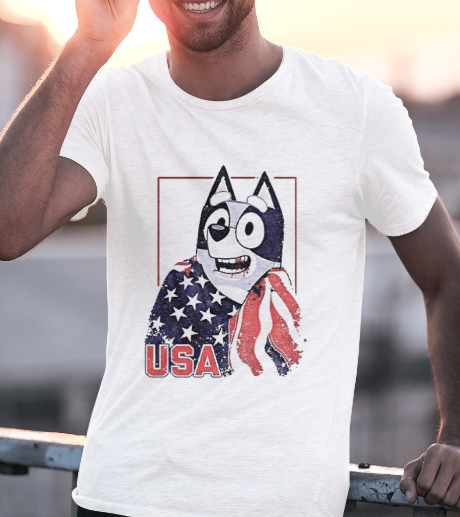 USA Bluey Hockey Jack Hughes Team Smile T-Shirt