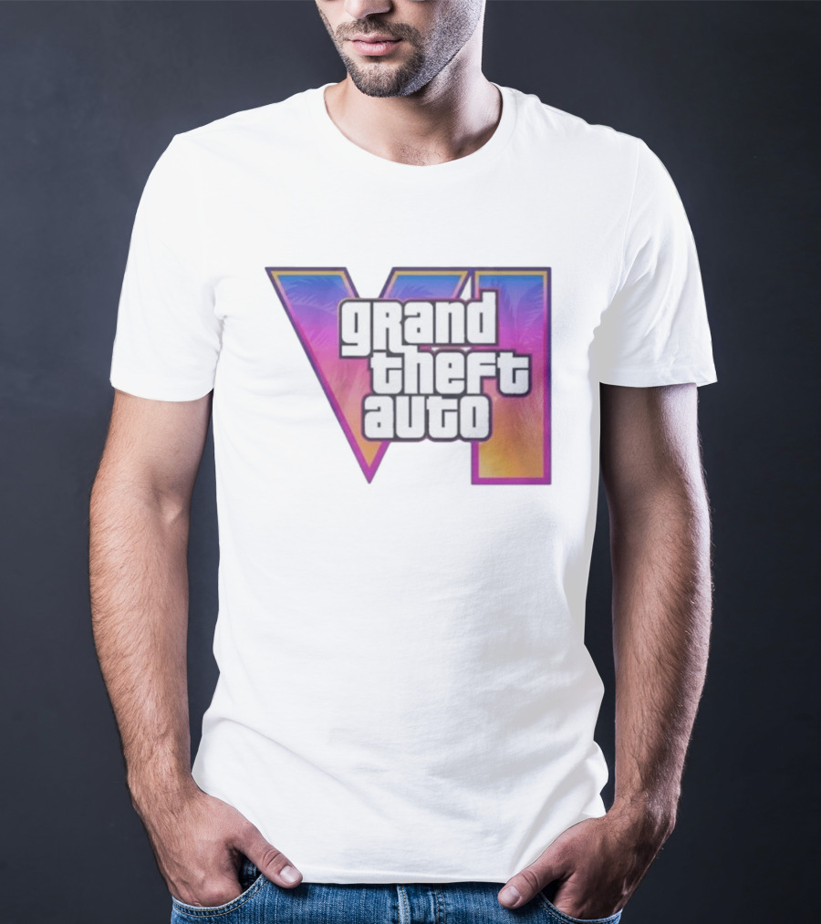 Grand Theft Auto VI 2025 GTA 6 VI Logo With Sunset Palm T-Shirt