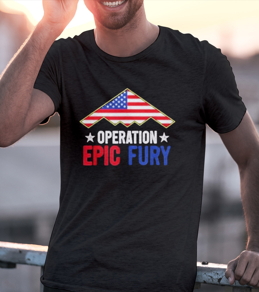 Operation Epic Fury 2026 American Flag Motif T-Shirt