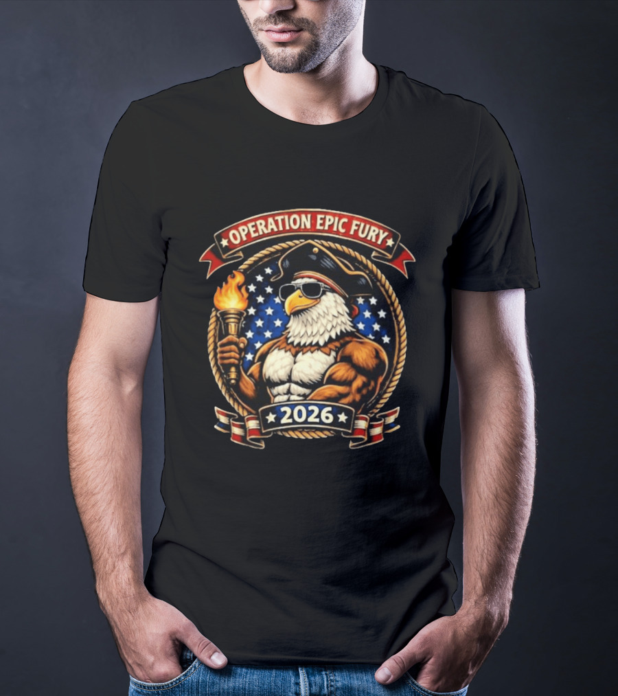 Operation Epic Fury 2026 Patriotic Eagle Muscle T-Shirt