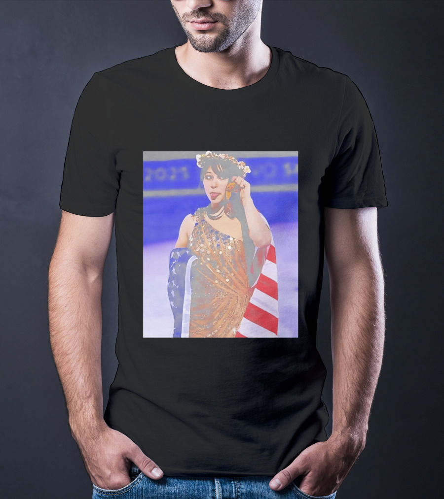 Alysa Liu Gold Medal USA Team Celebration With American Flag T-Shirt