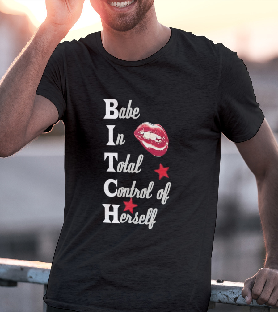 Babe In Total Control Of Herself Lips Red Stars T-Shirt