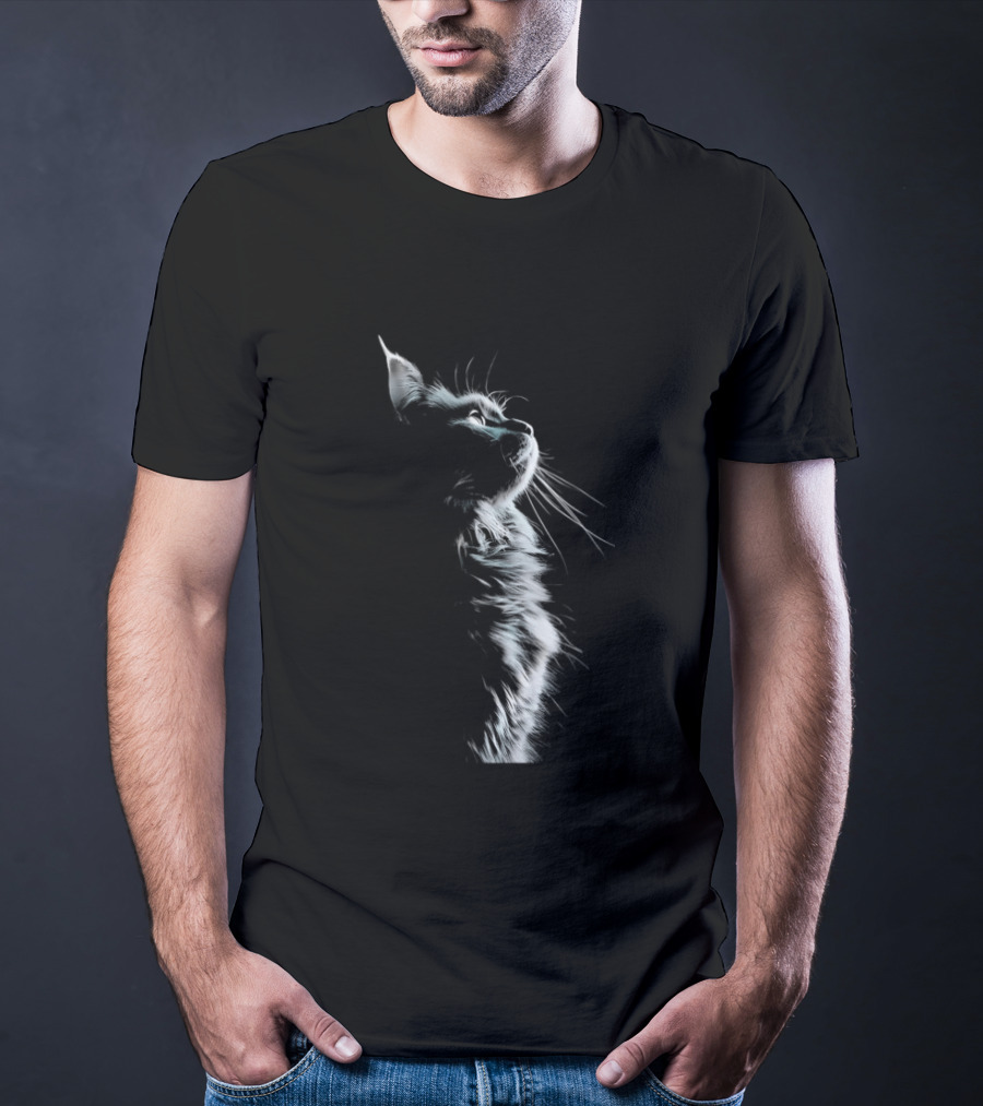 Cat Light And Shadow White Silhouette Feline T-Shirt