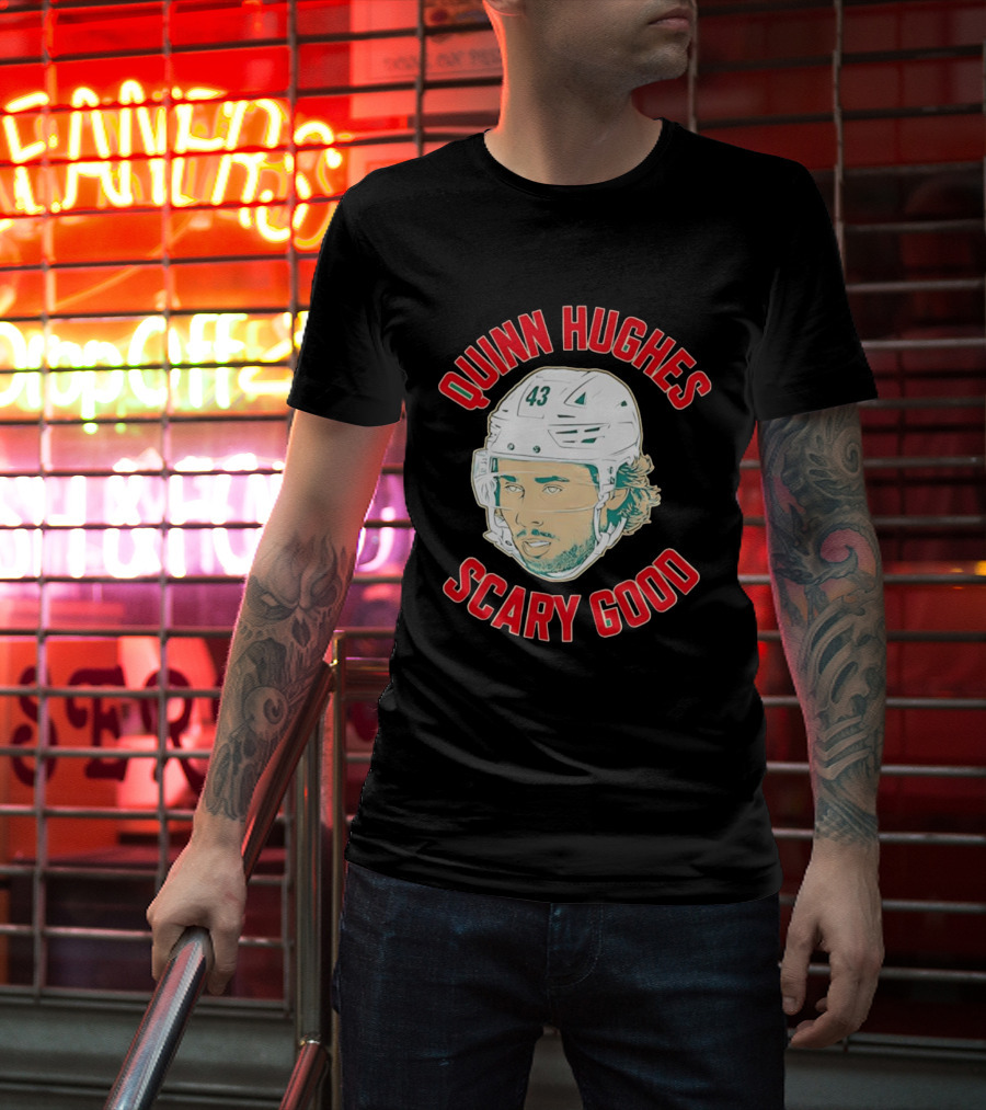 Quinn Hughes Scary Good Ghost Eyes 43 NHL T-Shirt