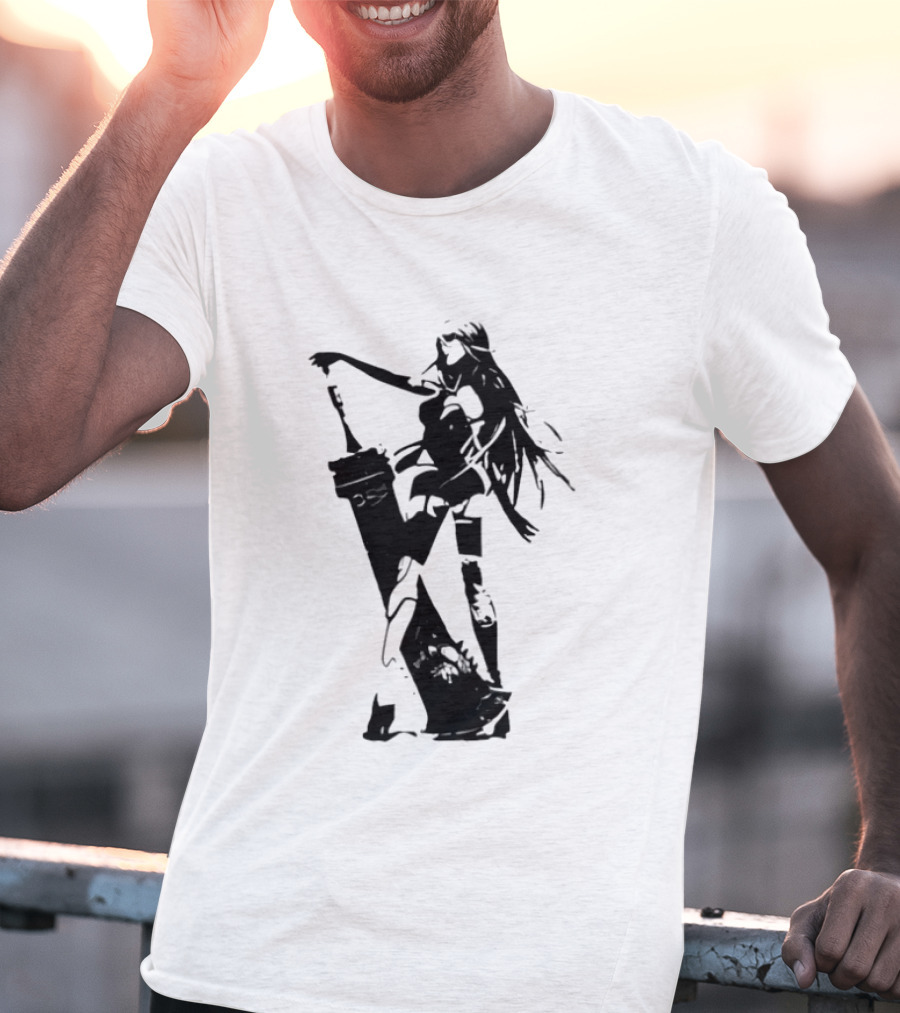 Weathered Nier Automata A2 Silhouette Black T-Shirt