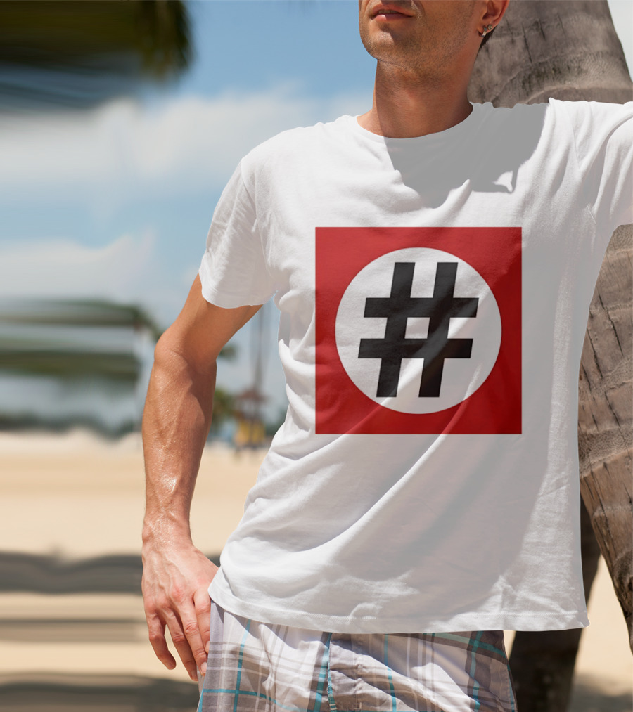 Hashtag Symbol Black On Red Square T-Shirt