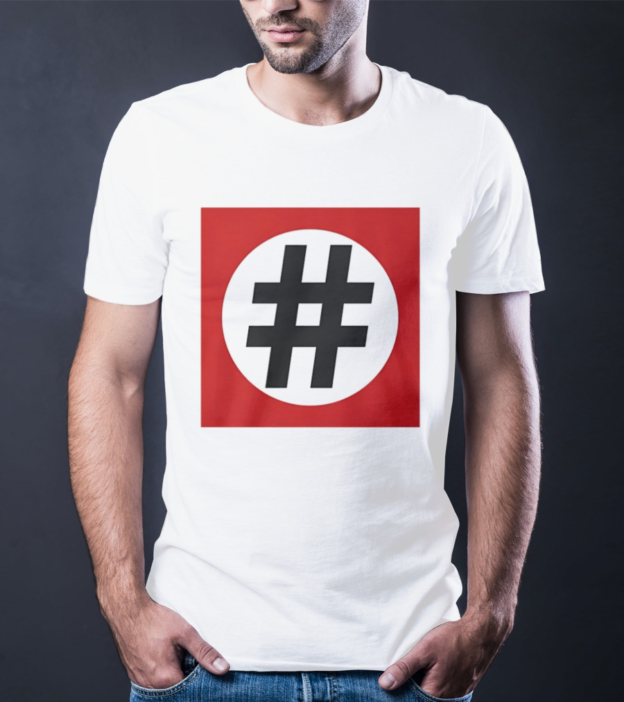 Hashtag Symbol Black On Red Square T-Shirt