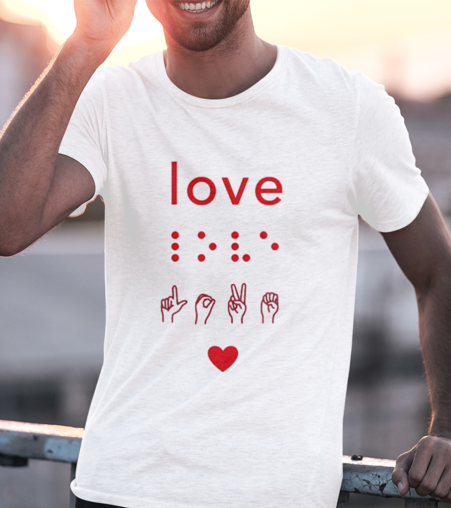 Love Braille Sign Language Heart T-Shirt