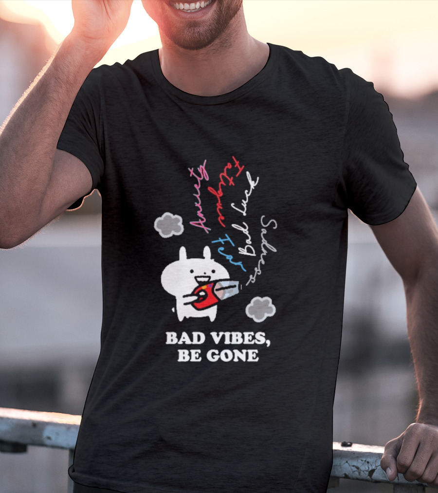 Usagyuuun Bad Vibes Be Gone Lucky Fast Silver Happiness T-Shirt