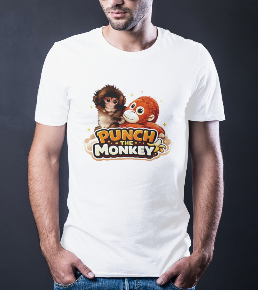 Punch The Monkey Cute Plush Cartoon T-Shirt