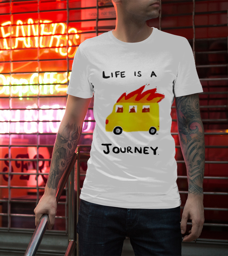 Billy Murphy Life Is A Journey Flaming Bus Adventure T-Shirt