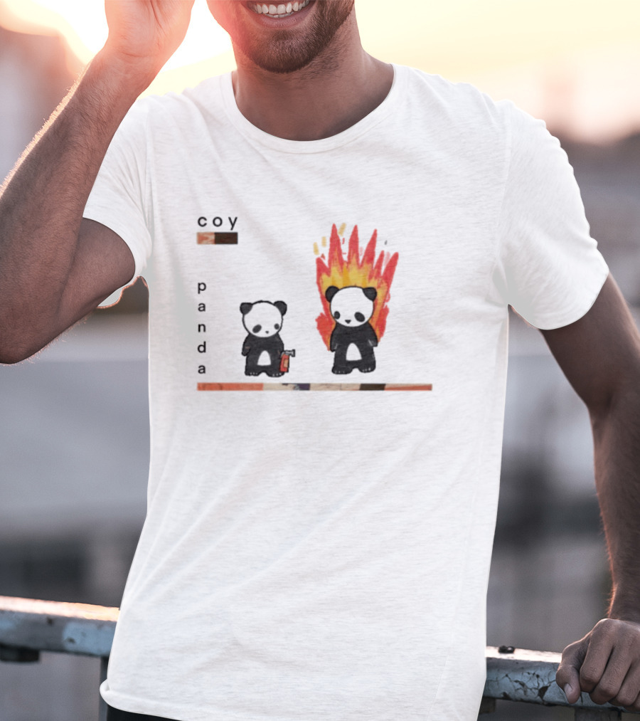 Coy Panda Fire And Calm Contrast T-Shirt