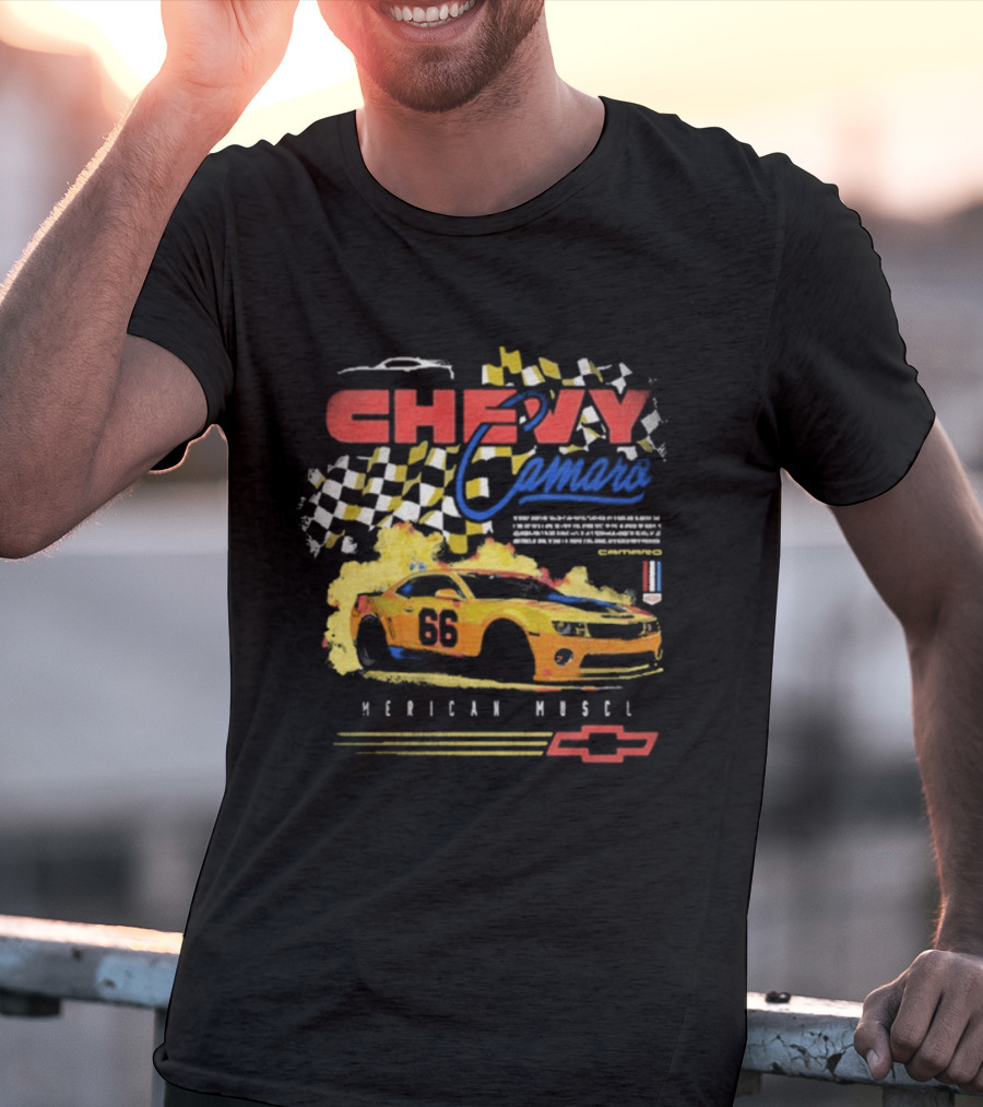 Chevy Camaro 55 American Muscle Race Car Faded Chevrolet T-Shirt