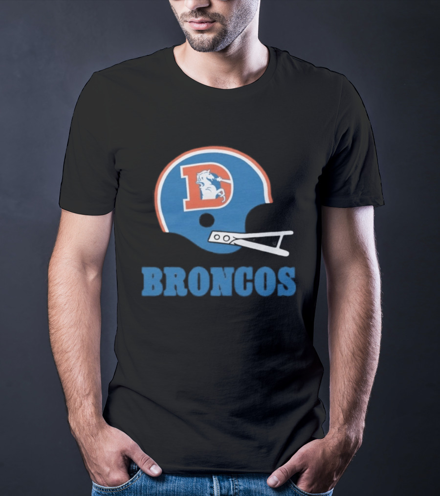 Denver Broncos Retro Football Helmet Graphic Broncos T-Shirt