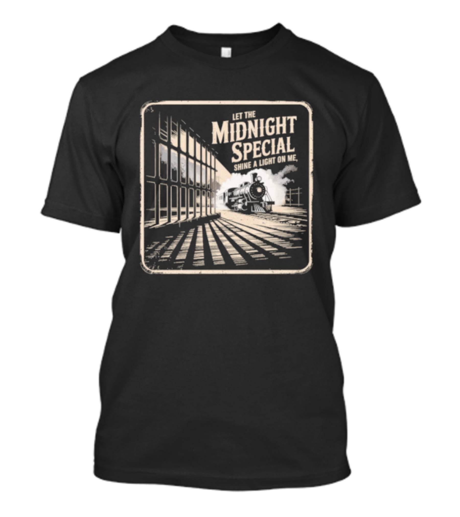 Let The Midnight Special Shine A Light On Me Train Illustration Classic Song Reference T-Shirt