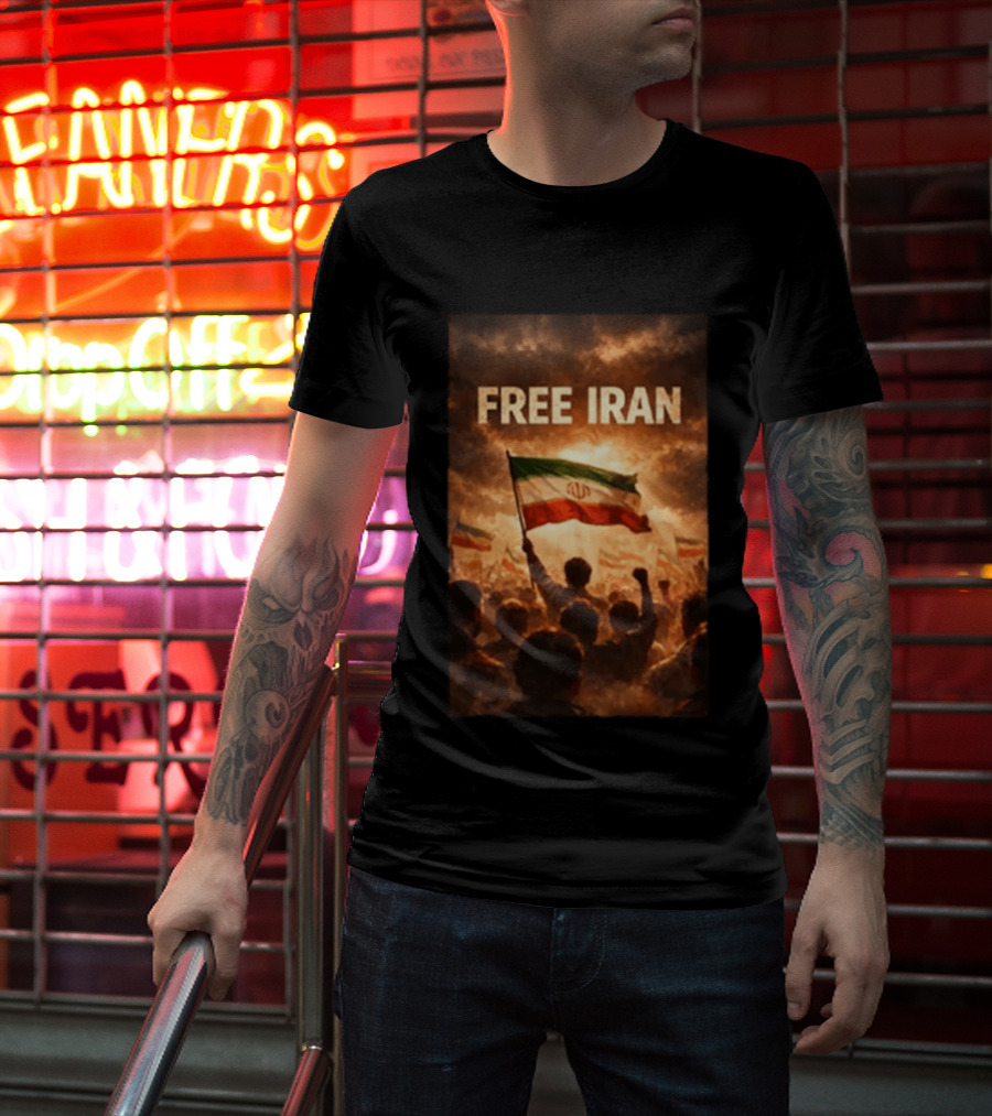Free Iran Flag Protest With Crowd T-Shirt