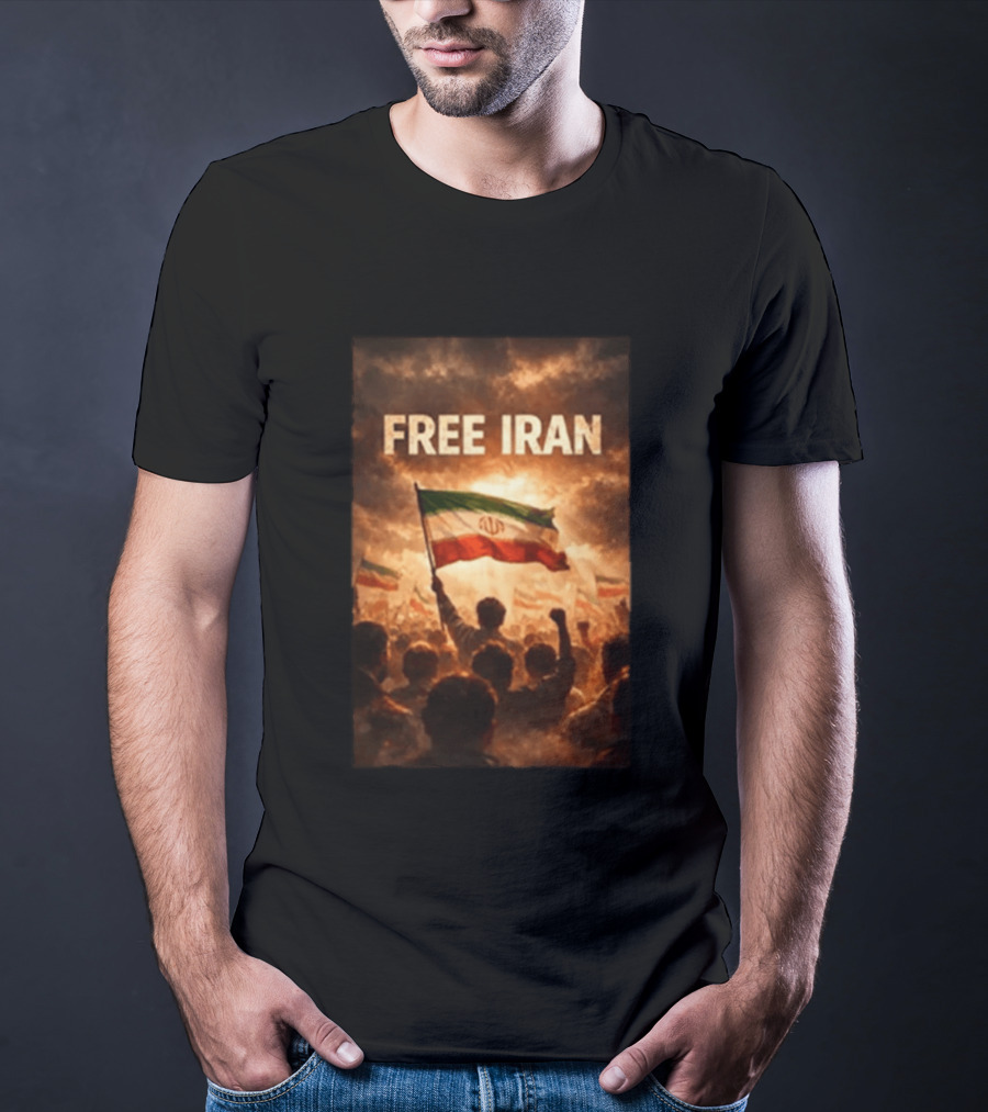 Free Iran Flag Protest With Crowd T-Shirt