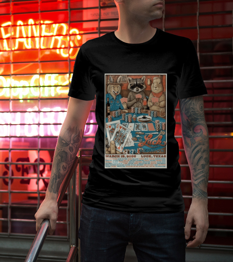 Luck Reunion March 19 2026 Luck Texas Poker Animals T-Shirt