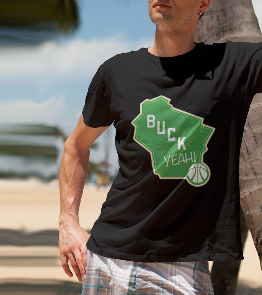 Buck Yeah Milwaukee Basketball Green Map T-Shirt