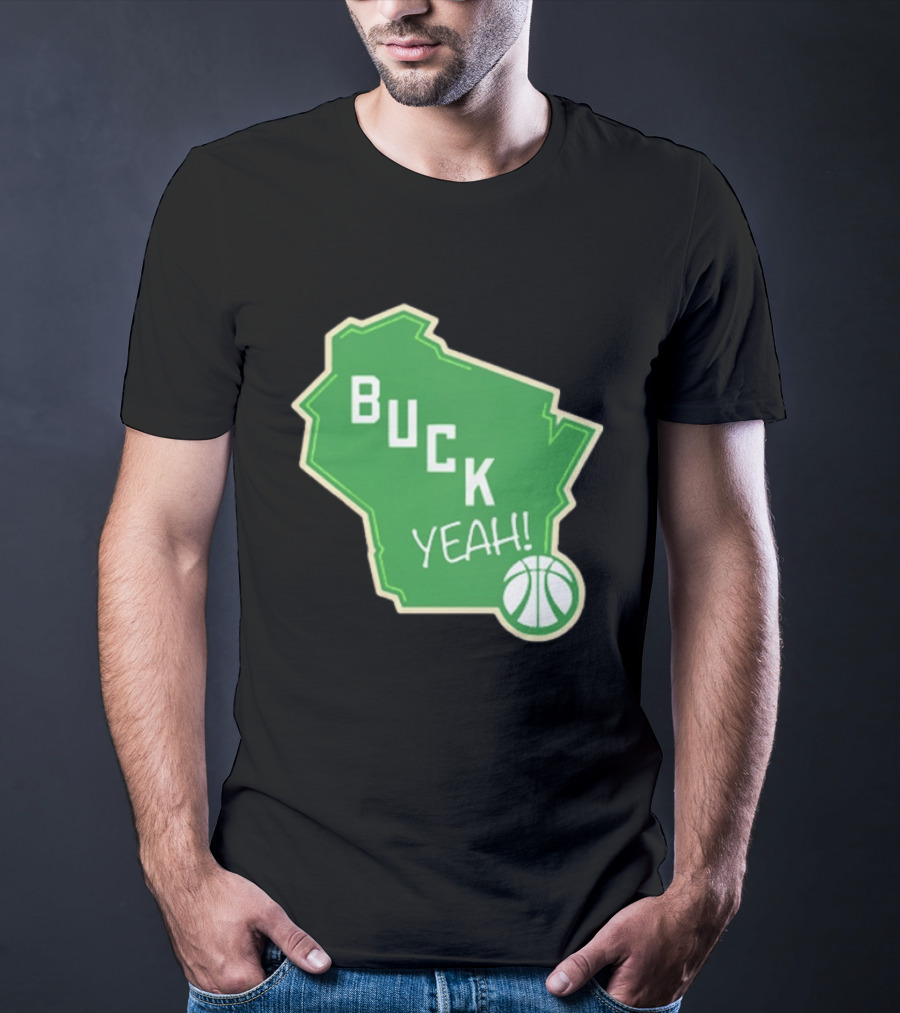 Buck Yeah Milwaukee Basketball Green Map T-Shirt