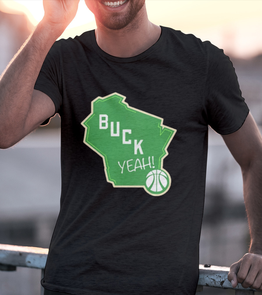 Buck Yeah Milwaukee Basketball Green Map T-Shirt