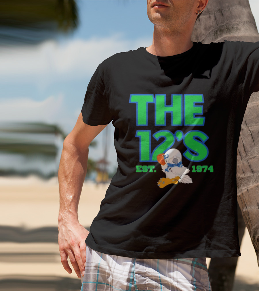 THE 12'S Est. 1974 Navy Grey Seattle Seahawks T-Shirt