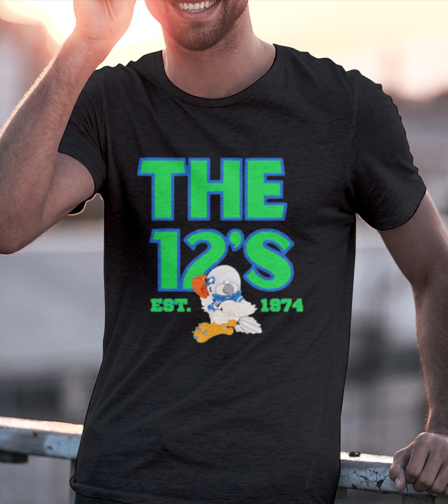 THE 12'S Est. 1974 Navy Grey Seattle Seahawks T-Shirt