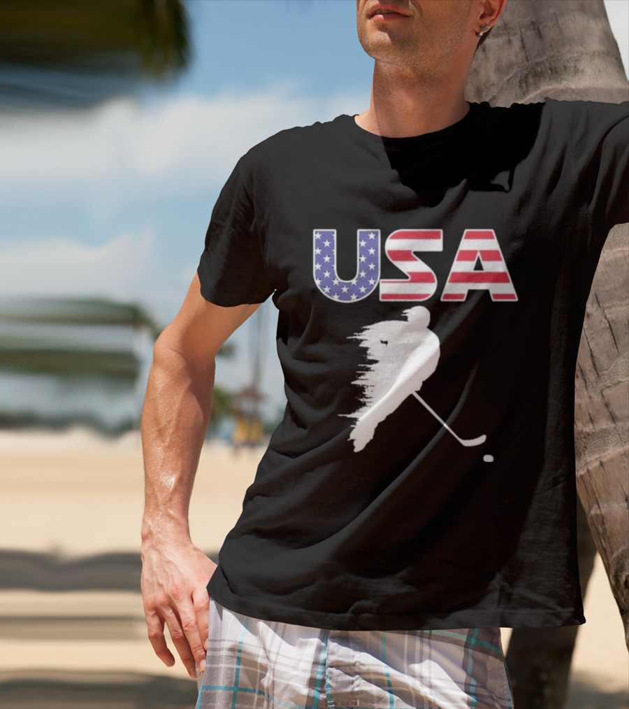 USA Stars And Stripes Ice Hockey Player T-Shirt