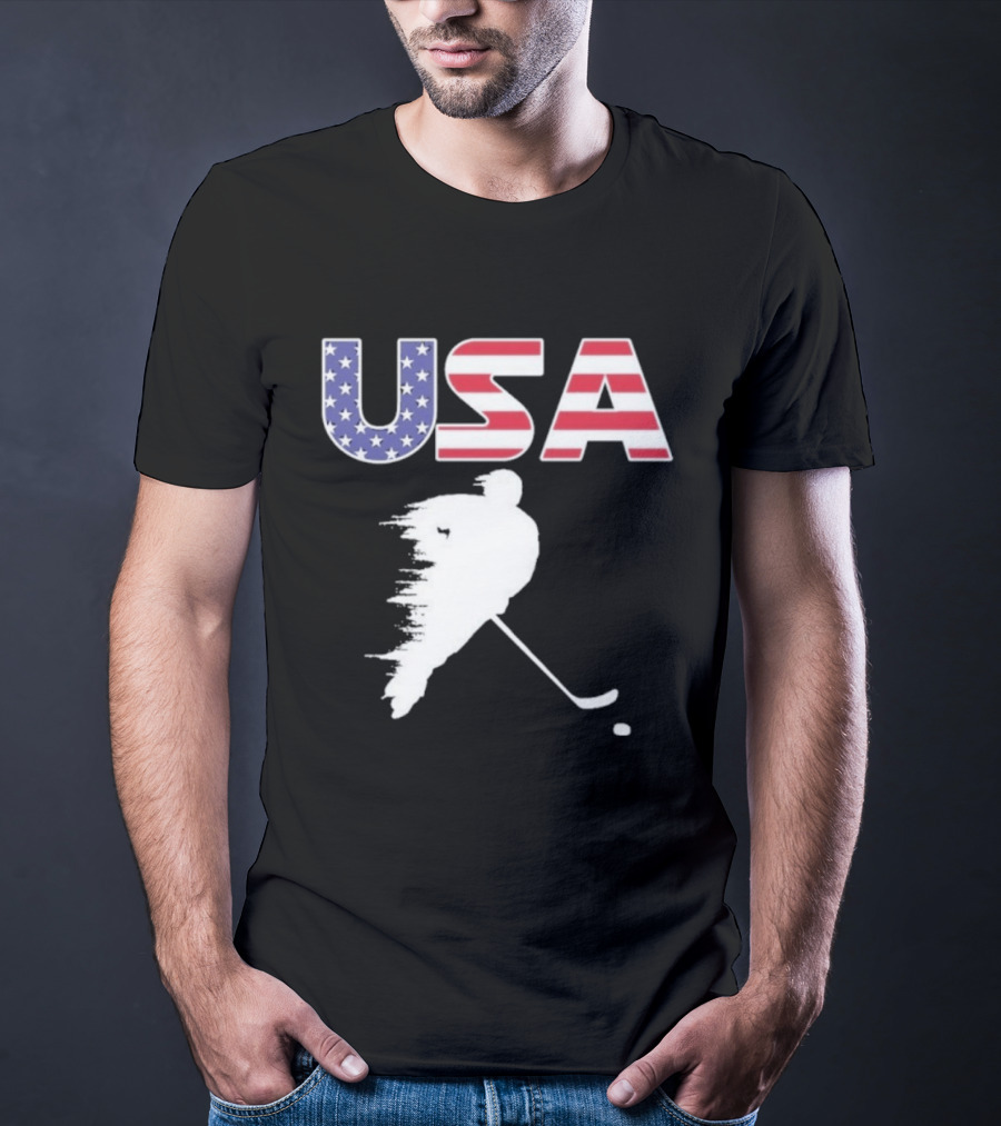 USA Stars And Stripes Ice Hockey Player T-Shirt